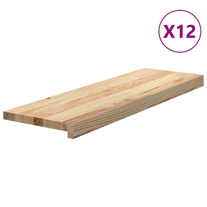 VidaXL Trepte scari 12 buc Stejar masiv netratat 80x25x2 cm 3282918