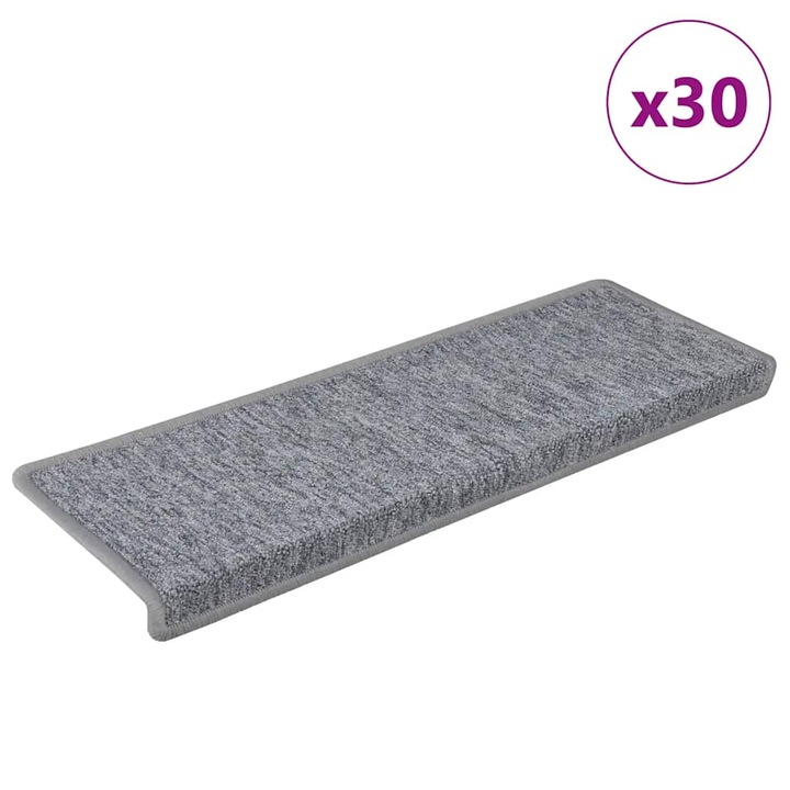 Covorase scara vidaXL, 30 buc, 65x21x4 cm, alb si gri, 3.9 Kg 3365778