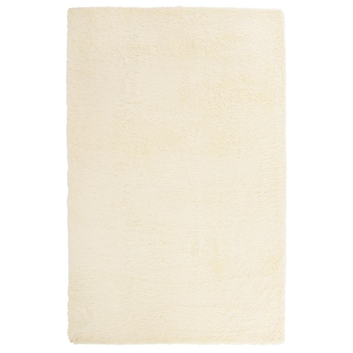 Шаги килим с дълъг косъм vidaXL, NAVARRA, кремав, 130x200см, полиестер, 1.2 Kg