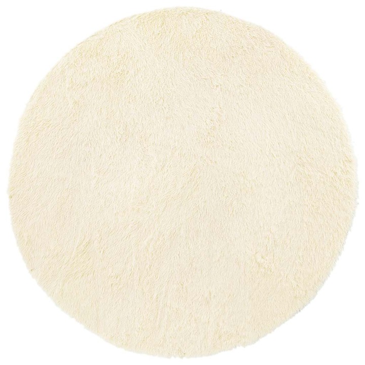 Шаги килим с дълъг косъм vidaXL, NAVARRA, кремав, 120x120см, полиестер, 0.52 Kg