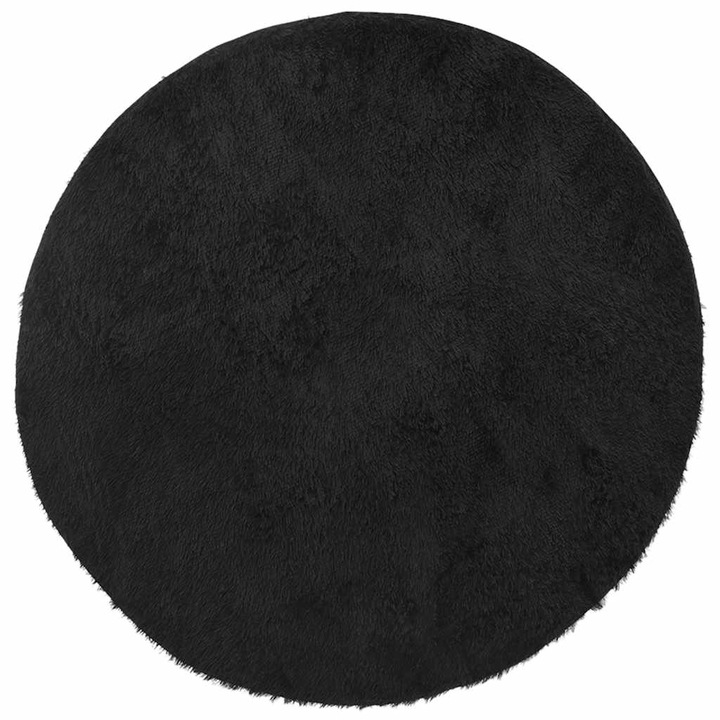 Covor shaggy cu pom inalt vidaXL, NAVARRA, negru, 100x100cm, poliester 4102894