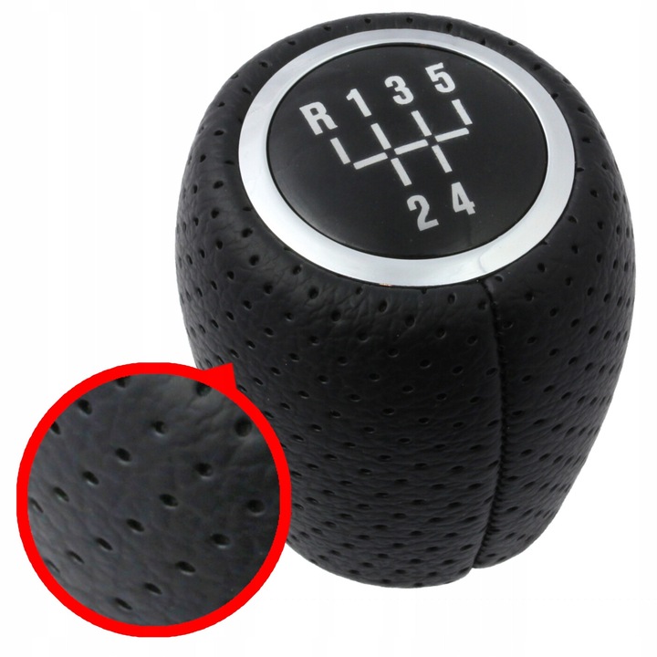 Топка за скоростен лост, ME Premium, ME-007499, високо качество, дълготрайна употреба, перфорирана кожа, черно + хром