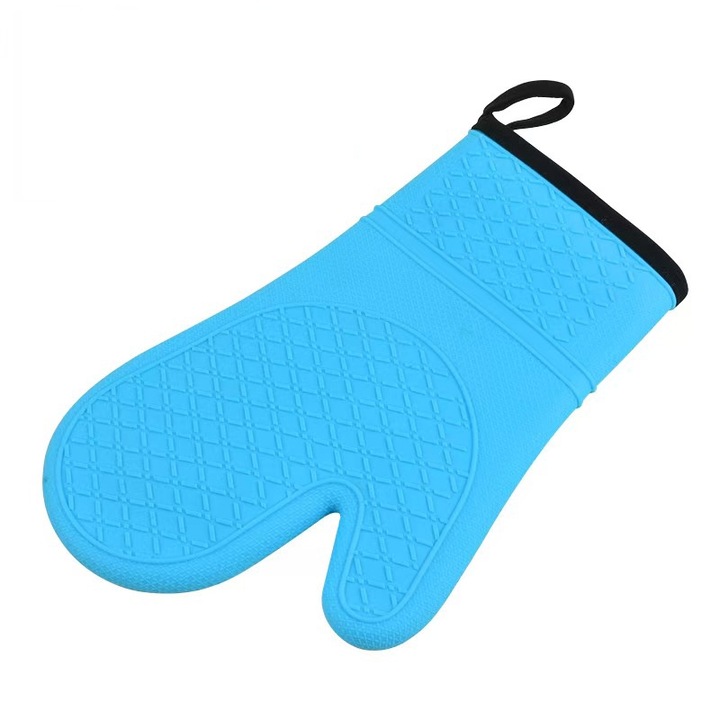 Szilikon sütőkesztyű, 2 db-os készlet, hőálló 600F, puha béléssel, kék