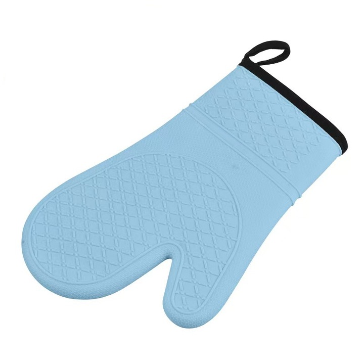 Szilikon sütőkesztyű, 2 db, hőálló 600F, puha bélés, világoskék színű