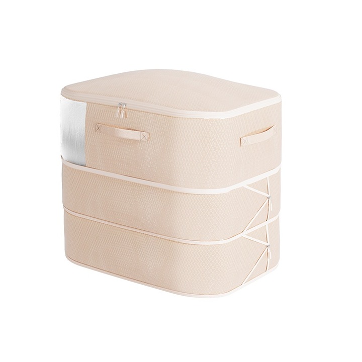 Set 4 Cutii Depozitare cu Fermoar, Capacitate Mare, 3-Layer, Rezistente la Rupturi