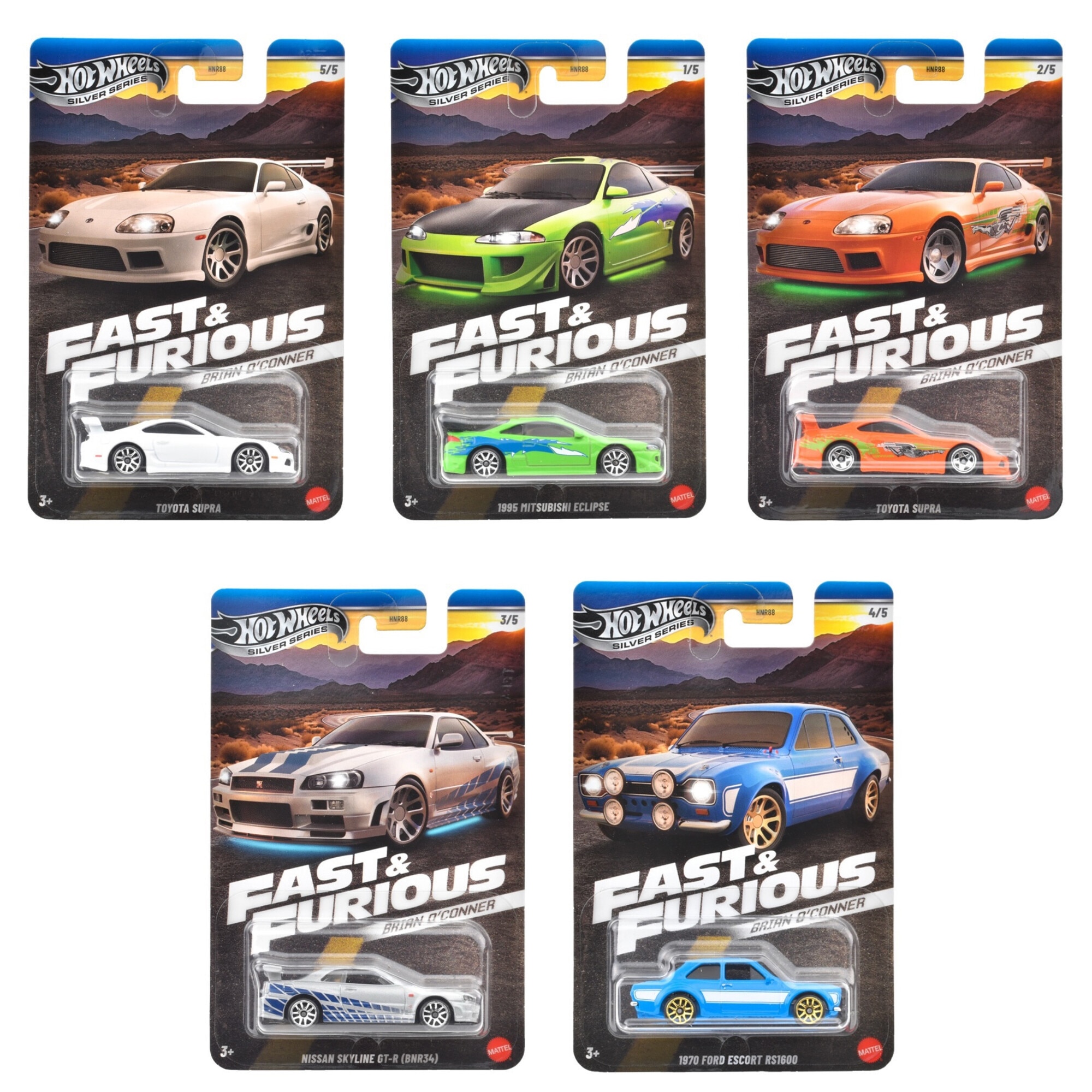 ミニカー HotWHeeLs FAST&d FURIOUS FAST IMPORTS Set 5 Masinute Hot Wheels Silver Series, Fast and Furious