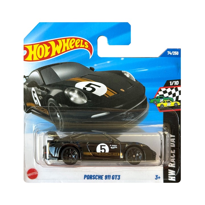 Hot Wheels Metallic Car, Porsche 911 GT3, HW Race Day 2025, 1:64, черен