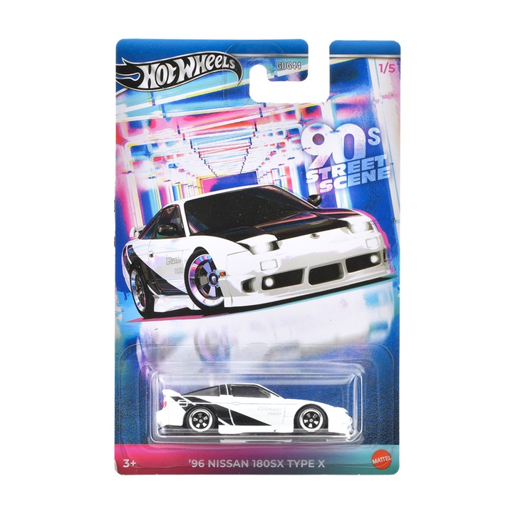 Hot Wheels fémautó, 90-es évek Street Scene, '96 Nissan 180SX Type X, 1/5, JCB57, 1:64, fehér