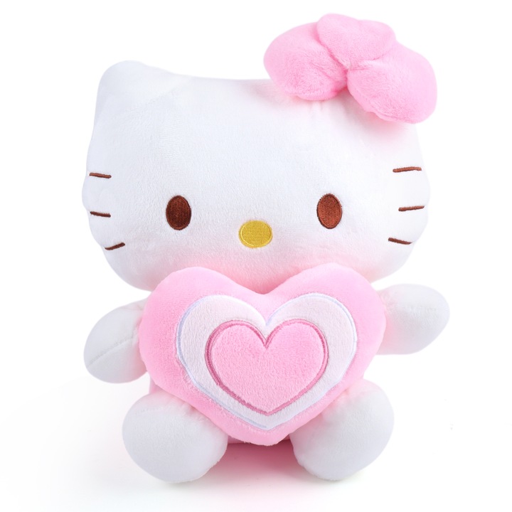 Плюшена играчка Hello Kitty, розово-бяла плюшена кукла Hello Kitty, плюшена играчка за деца, плюшен герой Hello Kitty, мека, подходяща за деца и възрастни, играчки за деца