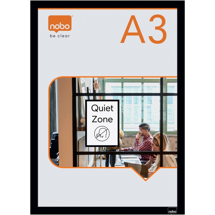 Rama auto-adeziva NOBO, magnetica, A3, 2 buc/set, negru