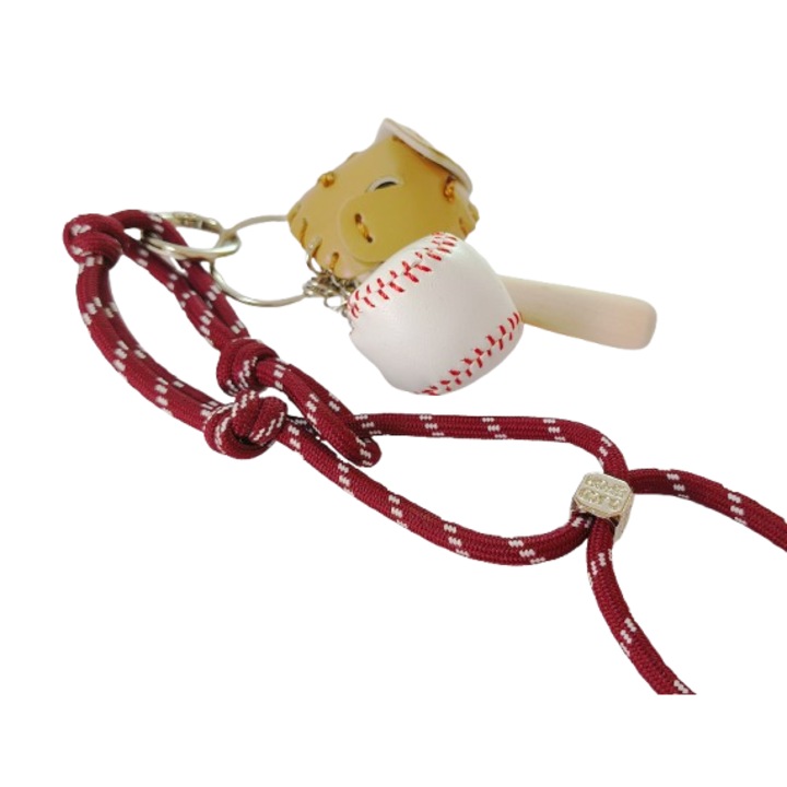 Baseball kulcstartó, nejlon/fém, többszínű