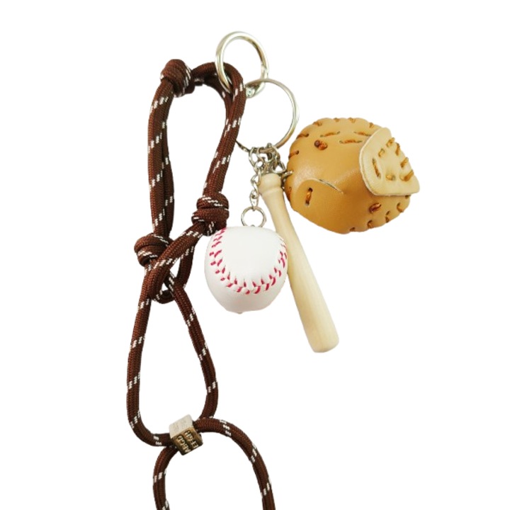 Baseball kulcstartó, nylon/fém, többszínű