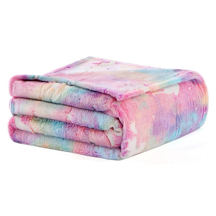 Rózsaszín flanel takaró elbűvölő egyszarvú nyomattal, amely a sötétben világít – Modern design, steppelt, prémium poliészter komfort, 127 x 152 cm-es méret ágyra, kanapéra vagy pihenésre, könnyen karbantartható, otthonába