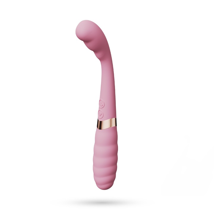 Vibrator Dual-End Flexibil, Stimulare G-Spot si Clitoridiana, Crushious Pixie, Roz/ Auriu