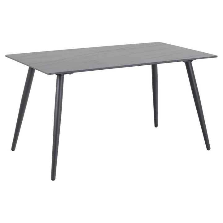 Masa de dining neagra 140 cm lungime pentru 6 persoane cu picioare negre Wicklow
