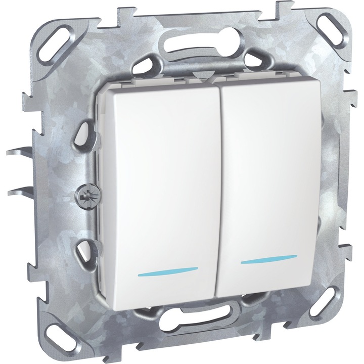 Intrerupator dublu cu led, 2 module, alb MGU50.0101.18NZ Schneider Unica