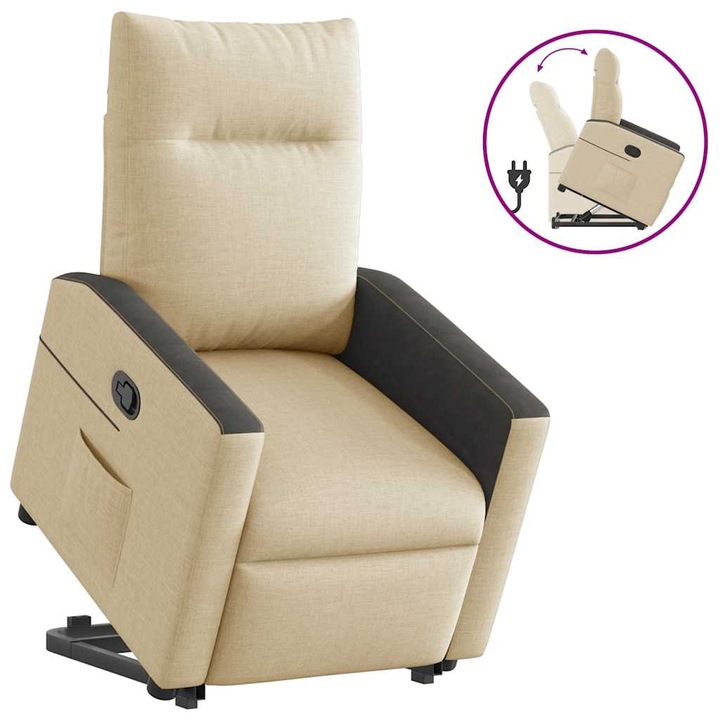 VidaXL krémszínű szövet felállást segítő dönthető fotel 23 kg 3324056