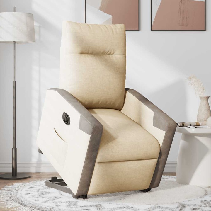 VidaXL elektromos felállást segítő krémszínű szövet dönthető fotel 25.2 kg