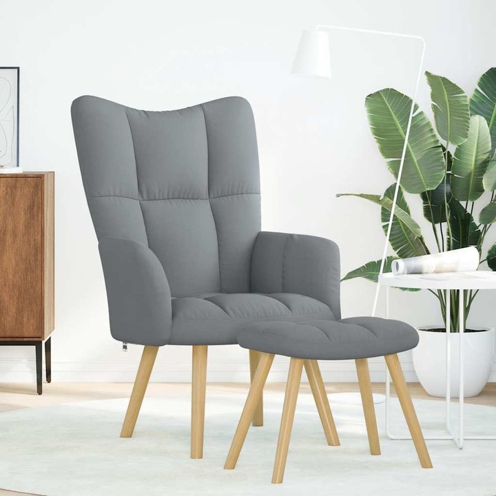 VidaXL világosszürke szövet pihenőfotel lábtartóval 4016778