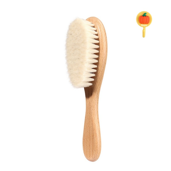 Perie pentru copii Ronyes, par natural de capra, maner din lemn, 18 cm
