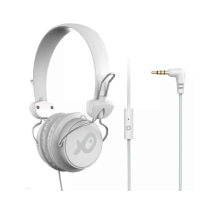 Casti cu fir pentru copii over head cu microfon pentru telefon sau PC, Jack 3.5mm, cablu, cablu 1,2m, dimenisune ajustabila, Alb