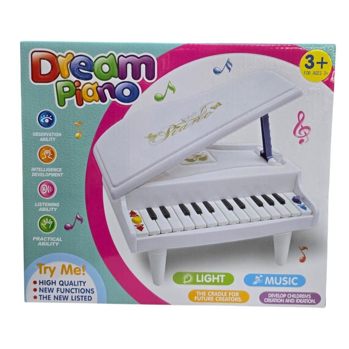 Pian Piccolino cu lumini, plastic, 30x20cm