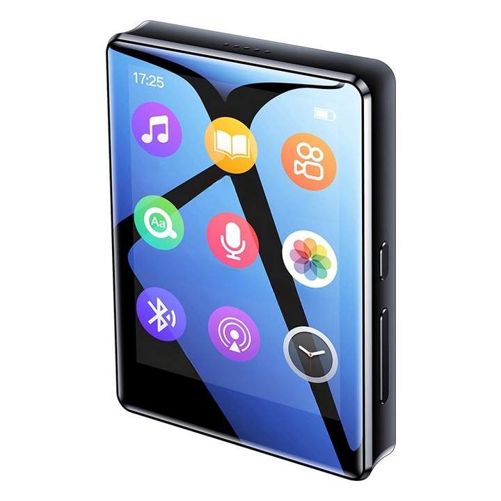 MP3 és MP4 lejátszó, 128 GB, 2,4 hüvelykes Bluetooth 5.0, IPS Ultra HD érintőképernyő, HIFI hangminőség, többnyelvű támogatás, kompakt és hordozható, fekete