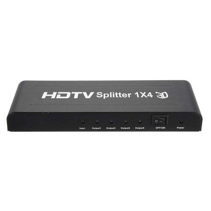HDMI Splitter Adapter Datamaxx HD 2.0, 3D, 4Kx2K, HDCP 2.2 1x HDMI bemenet 4x HDMI kimenethez fekete