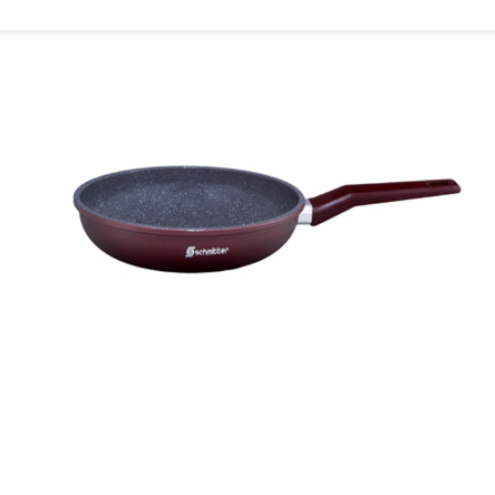 Tigaie pentru gatit Schmitter 24cm, din aluminiu turnat cu interior din ceramica, forma rotunda, universala, din 3 straturi, rezistenta la uzura, visiniu