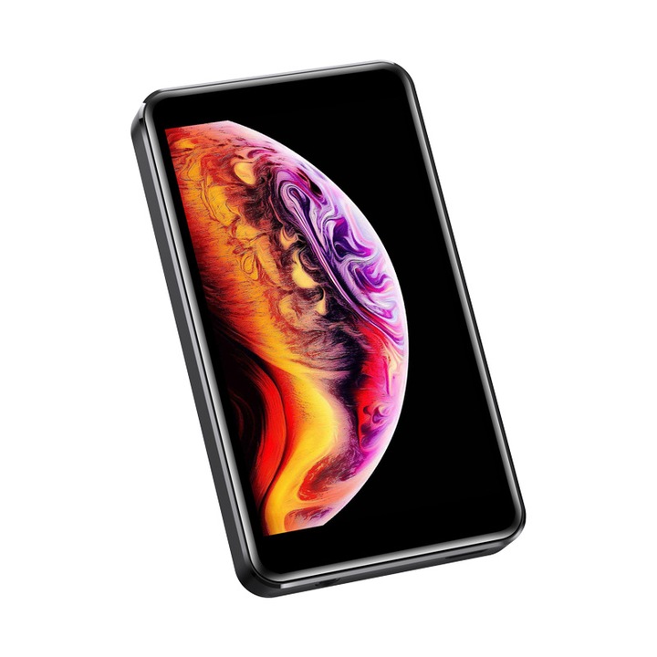 MP4 lejátszó, 8 magos, 64 GB, Bluetooth 5.0, WIFI, 4 hüvelykes IPS HD képernyő, 1500Mah, TF/SD, C típusú port, kompakt és hordozható, fekete