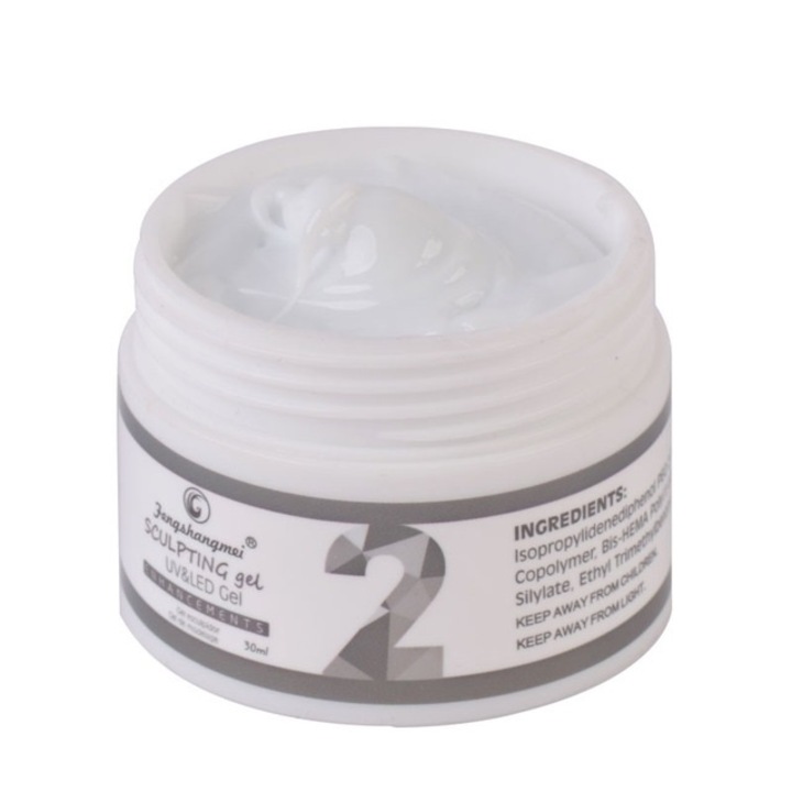 Gel UV pentru constructii unghii, alb, Sclupting Gel FSM, 15 g, nr 2, White