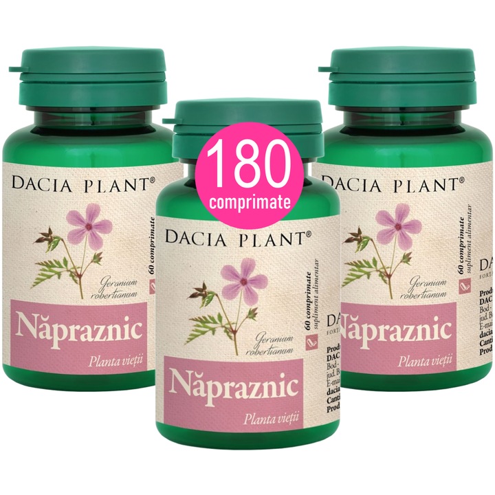 Pachet Napraznic (Geranium robertianum) 300mg, "Planta Vietii", 3x60p, Laboratoarele Dacia Plant