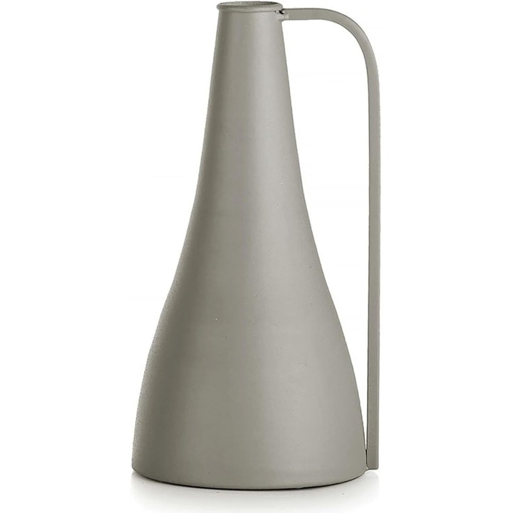 Vaza rustica, din metal, cu maner subtire GRI
