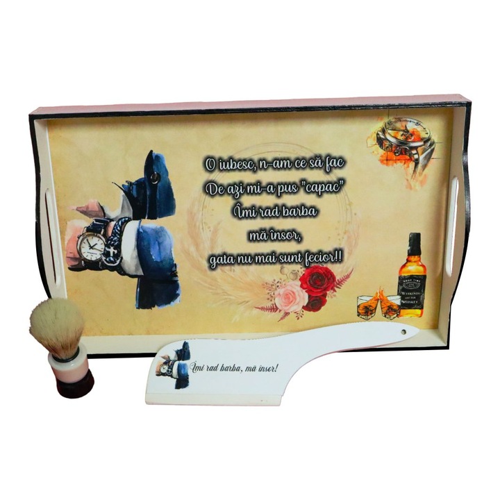 Set Gatit Mire, Nunta, 3 Piese, Lemn, Crem, 22x35cm, SGMRD009