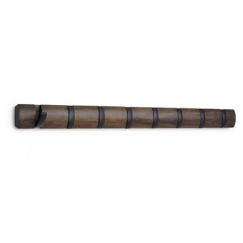 Cuier cu 8 carlige rabatabile Umbra Flip wenge, carlige negre Cuier cu 8 carlige rabatabile Umbra Flip wenge, carlige negre