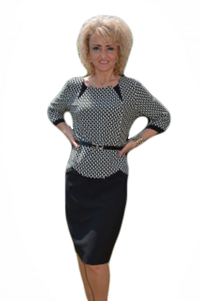 Rochie chic cu aspect de costum,D&J Exclusive, Negru/Alb