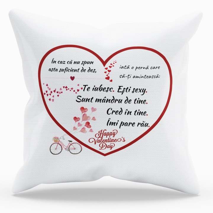 Set Cadou Pentru Iubita/Sotie Valentine`s Day, JOYSTOS, Perna alba, Cu Mesaj `Te Iubesc, Esti sexy, Sunt mandru de tine. Imi pare rau. Happy Valentine`s Day` si Card Razuibil cu mesajul `Te iubesc`