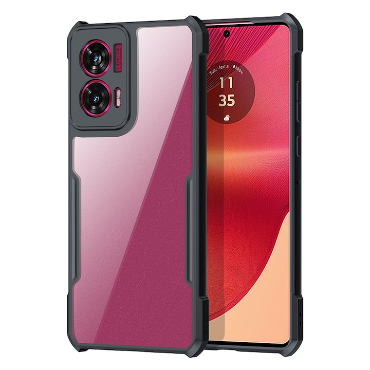 Husa protectie telefon, XUNDD, TPU/Policarbonat, Pentru Motorola Edge 50 fusion, Negru/Transparent