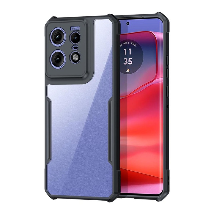 Husa protectie telefon, XUNDD, TPU/Policarbonat, Pentru Motorola Edge 50 Pro, Negru/Transparent