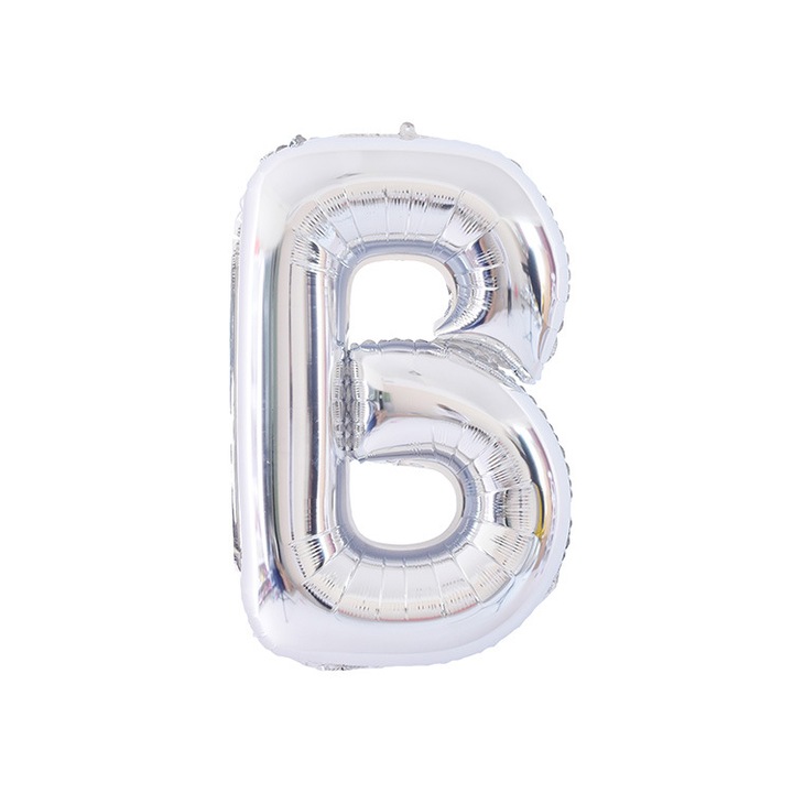 Ezüst betűs lufi, 16 colos, alufóliából, születésnapi party dekorációval
