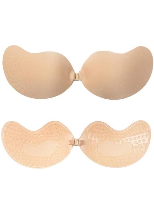 Sutien autoadeziv eBA, fara bretele, inchidere frontala, confortabil, Marimea B, bej