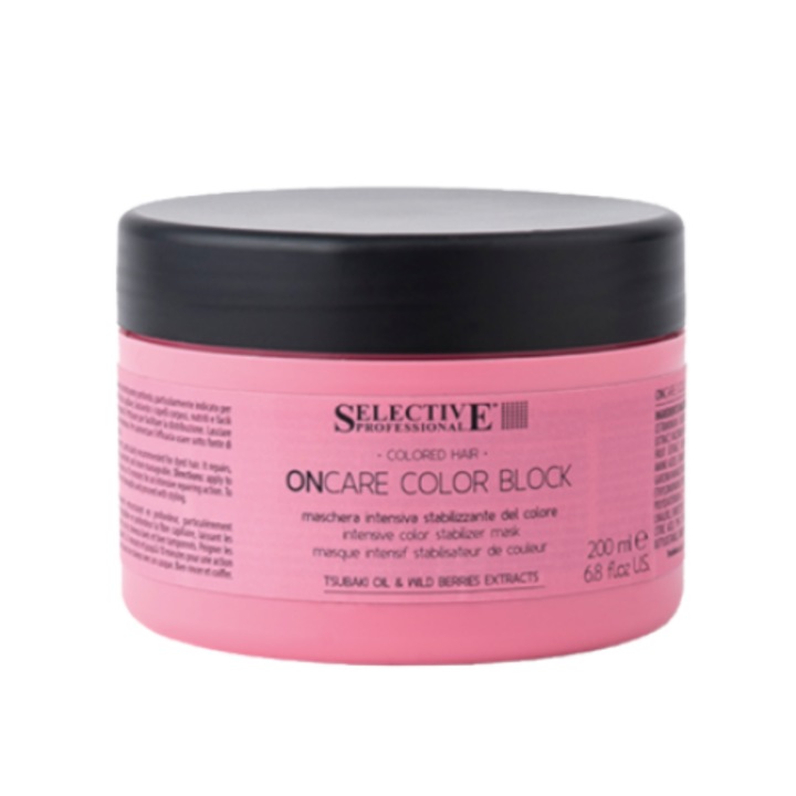 Masca de par pentru parul vopsit Selective COLOR BLOCK, 200ml, cu ulei de Tsubaki si extracte de fructe de padure