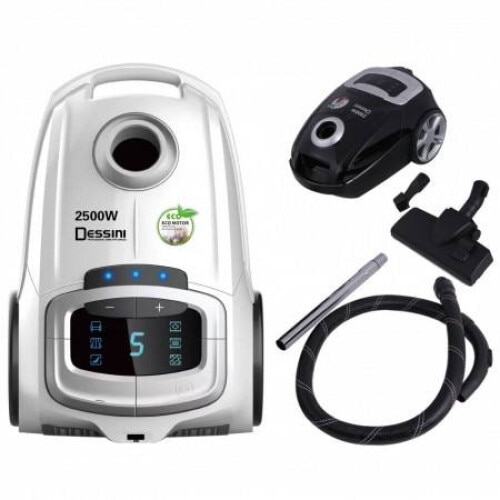 Aspirator Selani Italy 2500W cu filtru de aer HEPA si LED Display, super Silentios 7.5M raza de lucru, 6 nivele de Filtrare aer, Negru