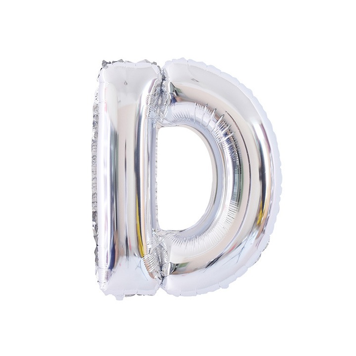 Ezüst betűs lufi, 16 colos, alufóliából, születésnapi party dekorációval