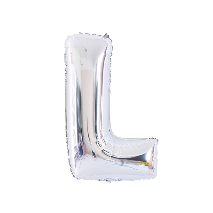 Ezüst betűs lufi, 16 colos, alufóliából, születésnapi party dekorációval
