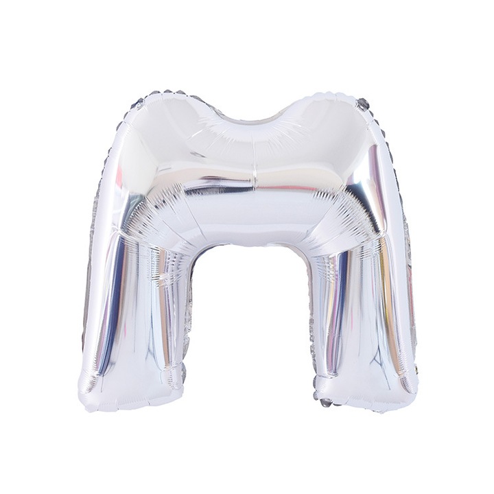 Ezüst betűs lufi, 16 colos, alufóliából, szülinapi party dekorációval