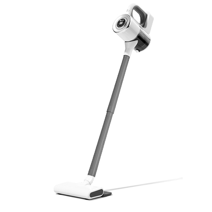 Прахосмукачка, вертикална, функция за почистване на подове, засмукване 15kPa, 5 филтъра, завъртане на 180°, 3 скорости, зареждане тип C, батерия 2000mah, бяла