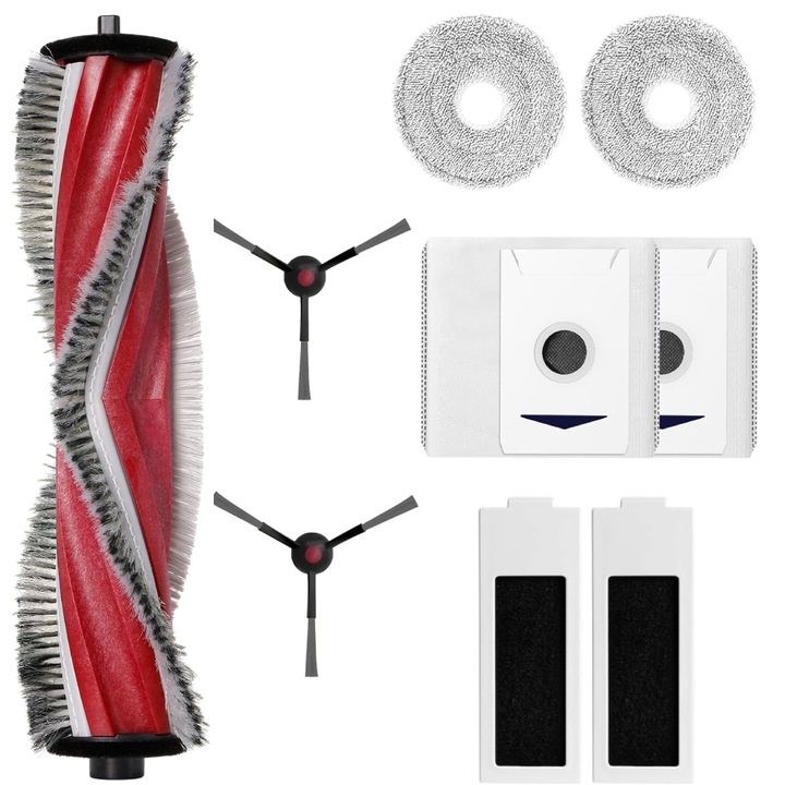 Set accesorii PAA-home® compatibile cu aspiratorul robot Ecovacs Debot T30 Omni, 1 perie centrala 2 lavete, 2 perii laterale, 2 filtre si 2 saci colectori de praf