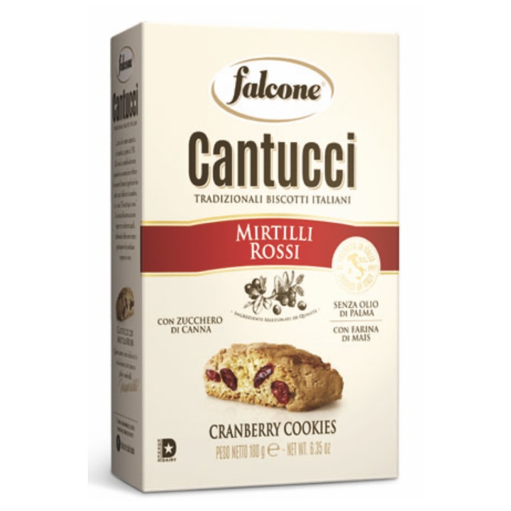 Fursecuri cu fructe de padure uscate Cantucci Mirtilli Rosii 180g, Falcone