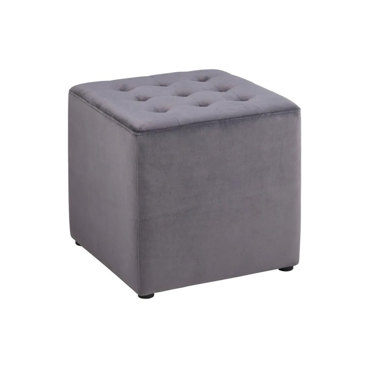 Taburet patrat gri pentru living Bryan